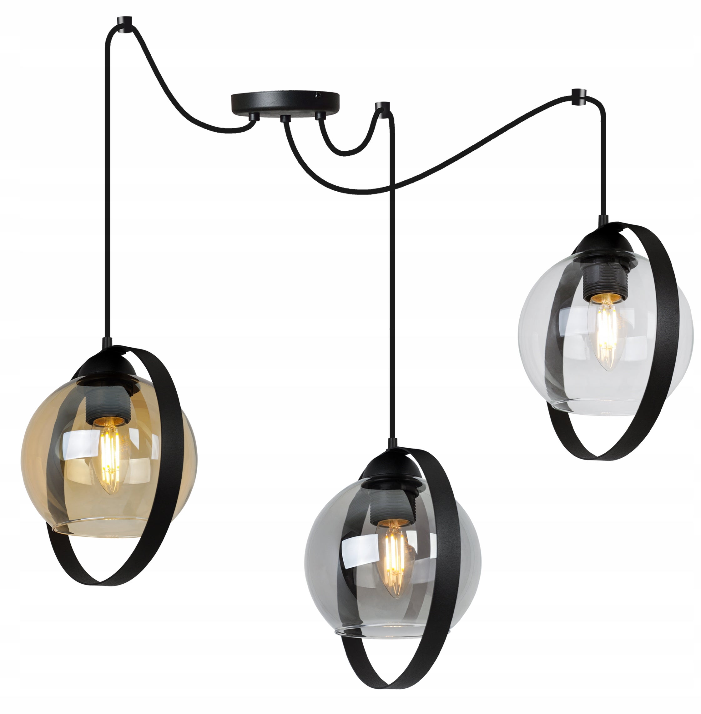 Lampa sufitowa wisząca trendy 3xE27 klosz pierścienie wielokolorowy Light Home LH