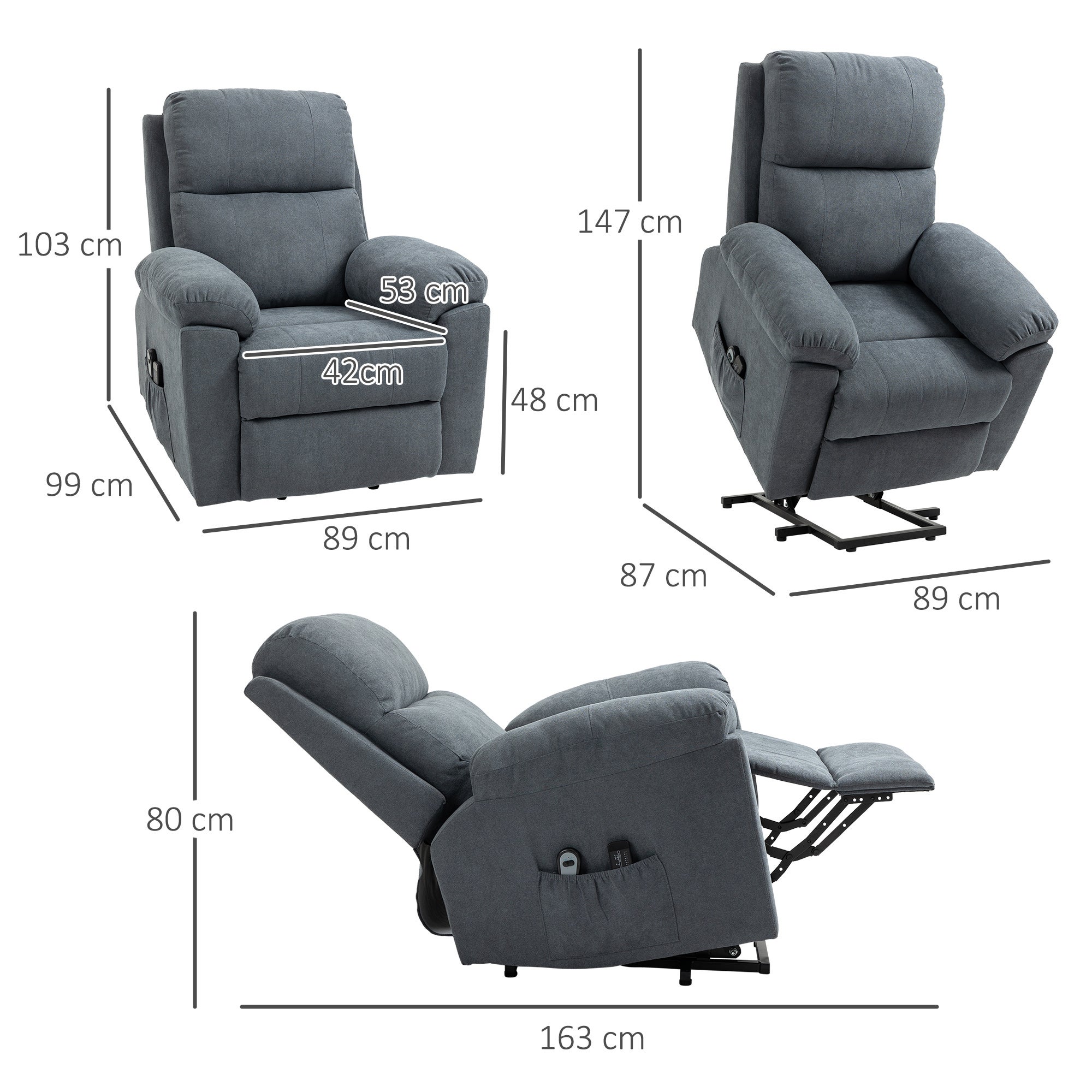 Fauteuil releveur électrique Polyester au toucher lin HOMCOM - 3