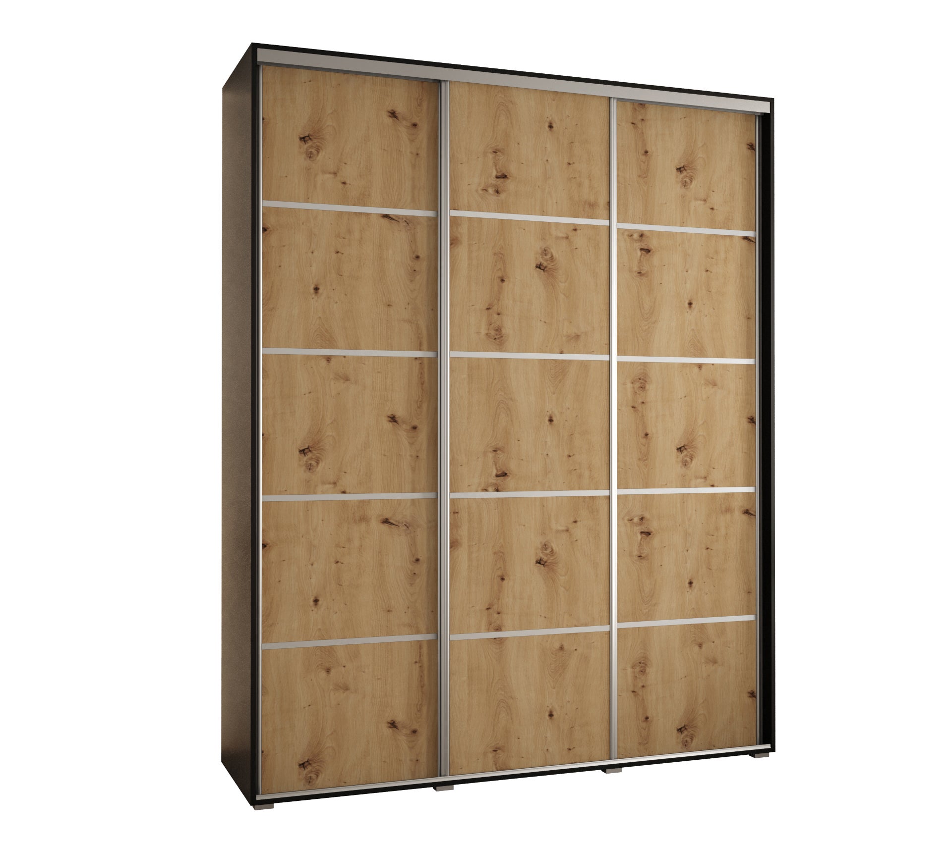 Szafa przesuwna wysoka Davos 4 200 x 45 x 235,2 cm czarny + artisan + u. srebrny - Abiks Meble