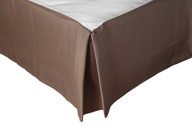 Cache Sommier à Volant Uni - Taupe - 120x190 cm - Coton