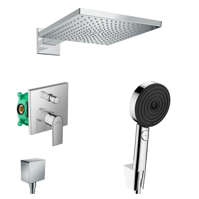 Hansgrohe Vernis Raindance Pulsify Set de douche encastré tout en 1 avec douche de tête 300 XXL + Douchette 3 jets Performance