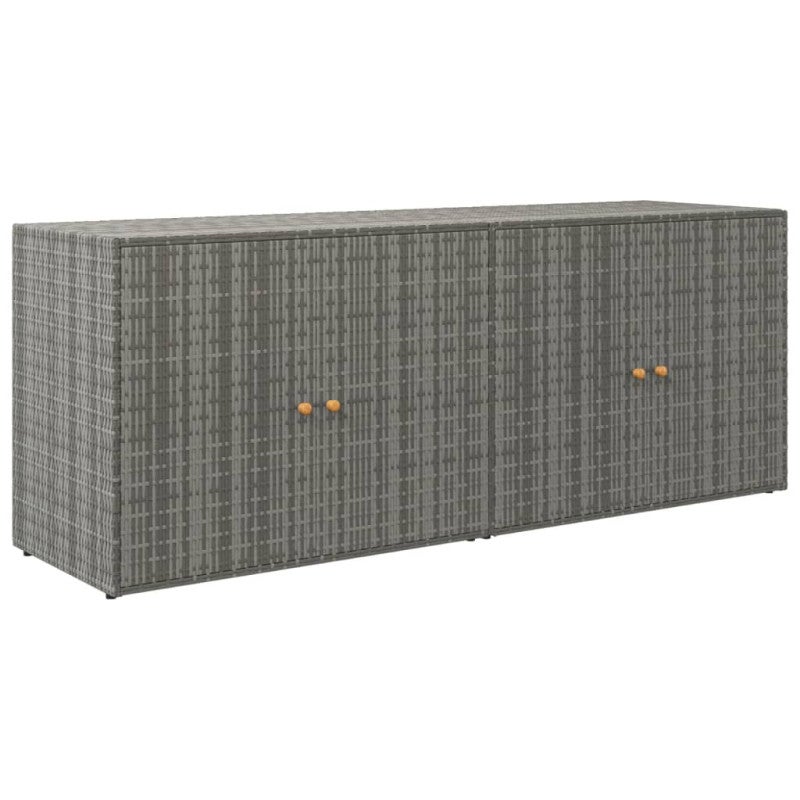 vidaXL Mobile Portaoggetti da Giardino Grigio 198x55,5x80cm Polyrattan - 2