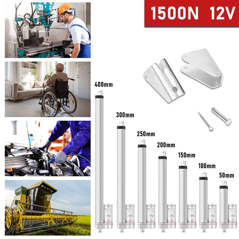 Actionneur électrique Lineaire 12 V 1500 N, Mouvement Lineaire 100 mm ...