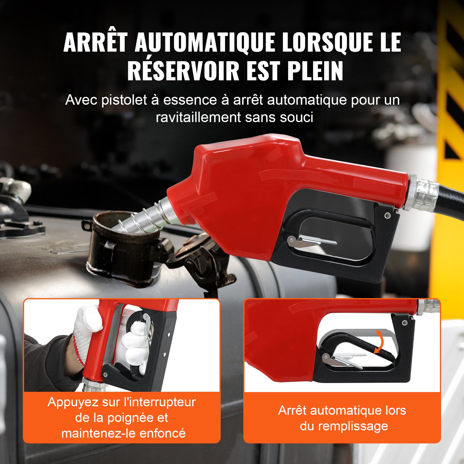 Pompe Transfert Diesel VEVOR 12V 37,8 L/min Pompe Carburant Électrique Buse Auto-Stop Tuyaux Aspiration & Rejet pour Gasoil Huile Kérosène - 4
