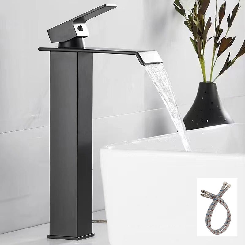 Bateria łazienkowa typu wodospad, bateria umywalkowa łazienkowa z jednym otworem, bateria umywalkowa do toalety, matowa czerń