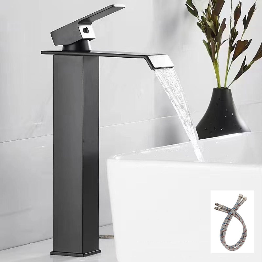 Bateria łazienkowa typu wodospad, bateria umywalkowa łazienkowa z jednym otworem, bateria umywalkowa do toalety, matowa czerń