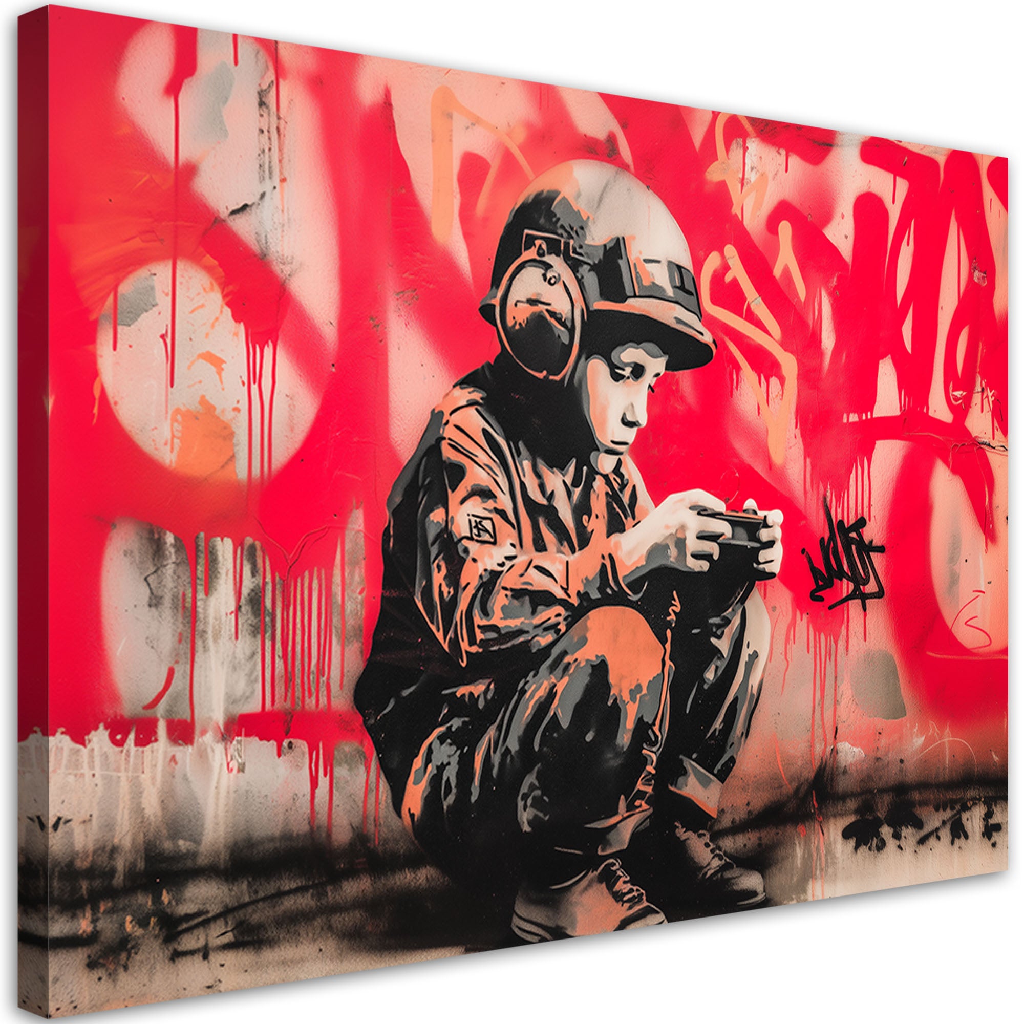 Obraz na płótnie, Żołnierz Chłopiec Street Art 90x60