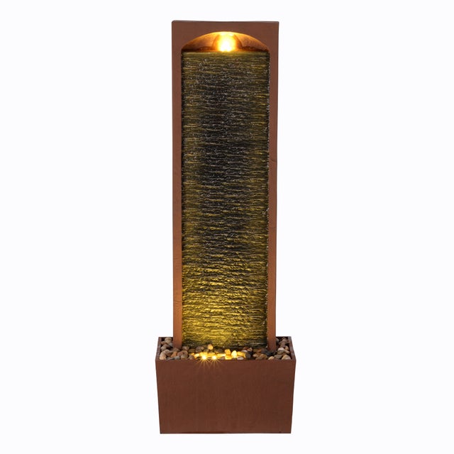 Fontaine murale LED design moderne rocher rouge extérieur, Marron TEAMSON HOME