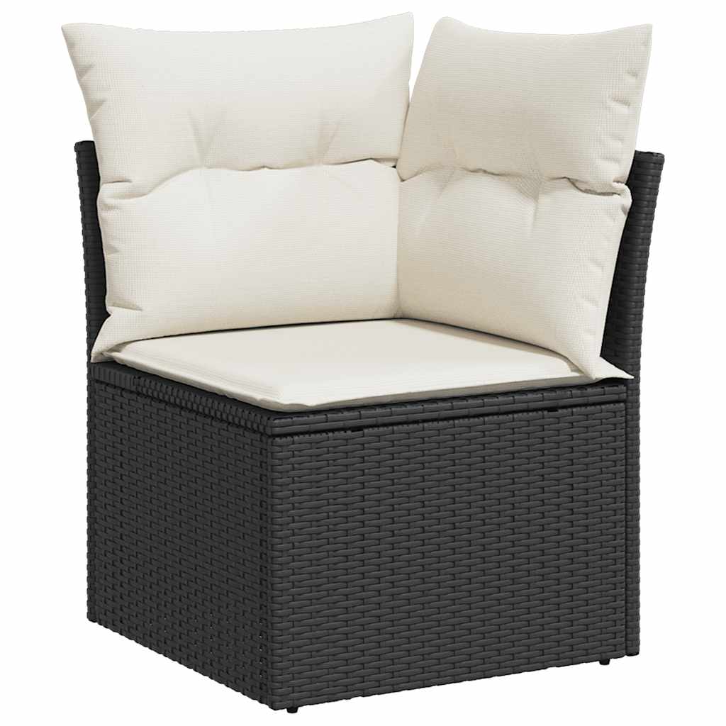 Conjunto de móveis de jardim de 5 peças e almofadas de vime sintético preto - COMFORTXL - 4