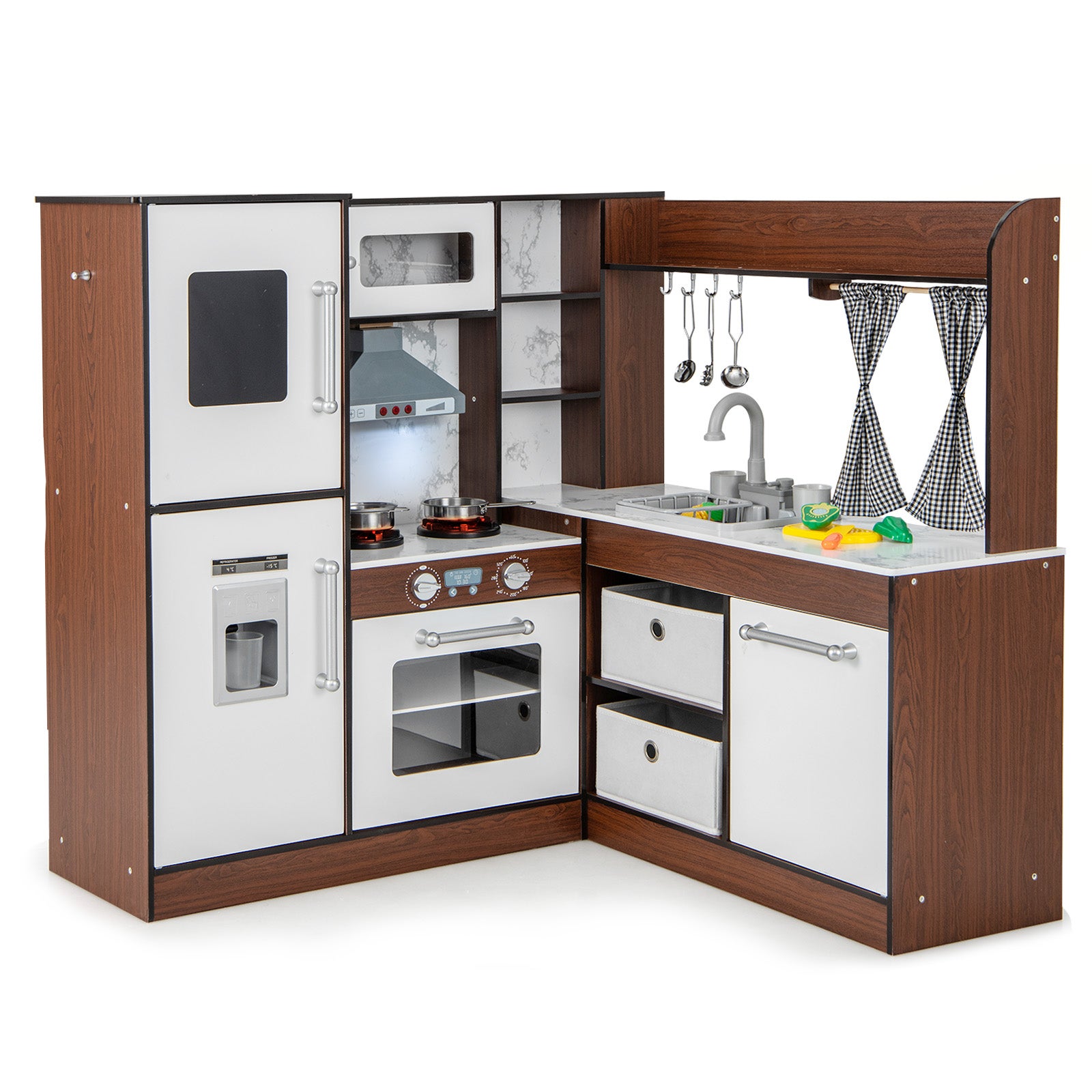 DeAO My Little Chef Cuisine Enfant 18 Accessoires - Jeu De Rôle Avec Lumière, Son, Évier, Réfrigérateur, Cadeau Fille Garçon