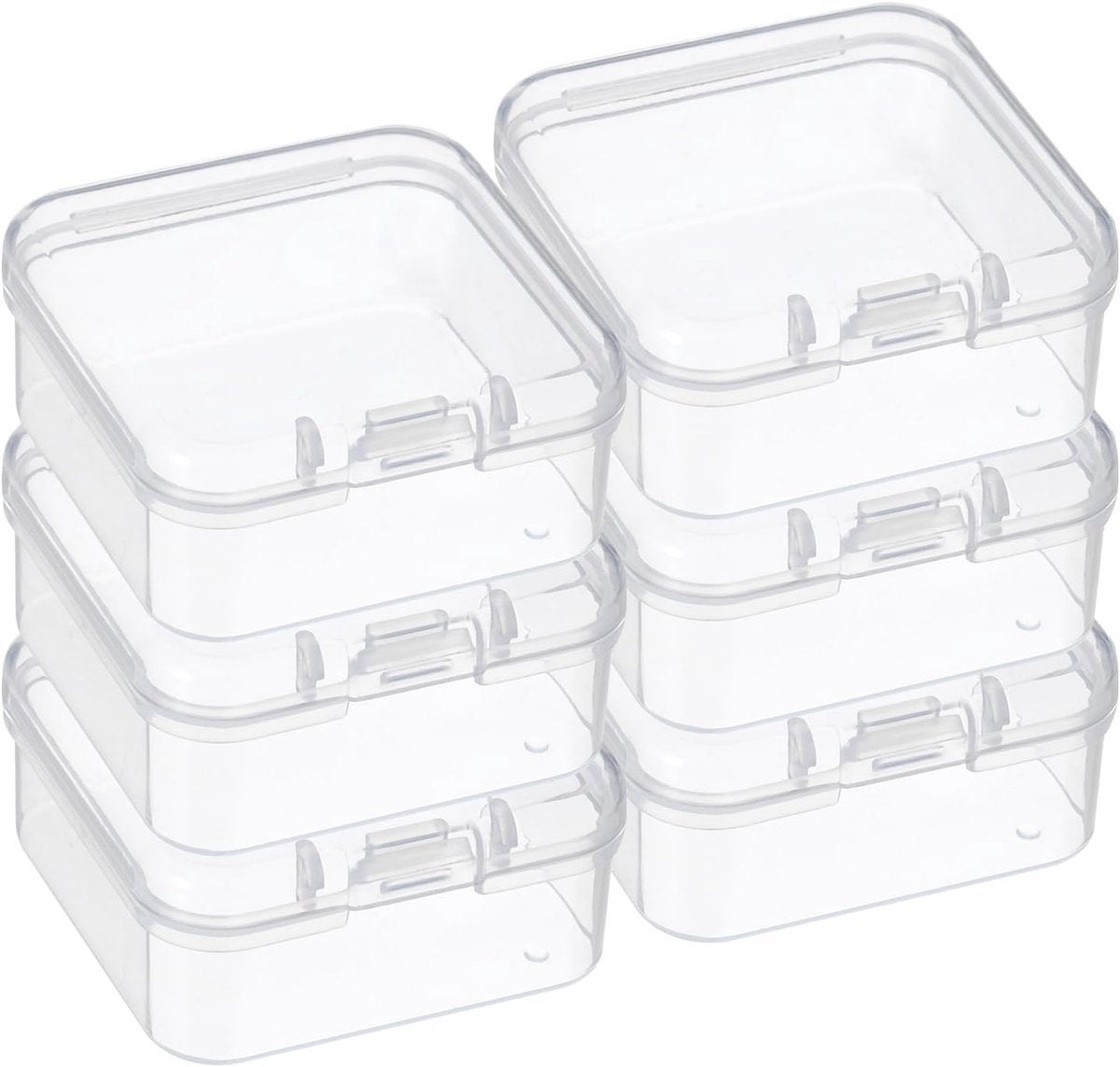 Set de 6 cutii de depozitare cu capace cu balamale, mini-cutii pentru pastile, mărgele, bijuterii și articole de hobby. 6buc
