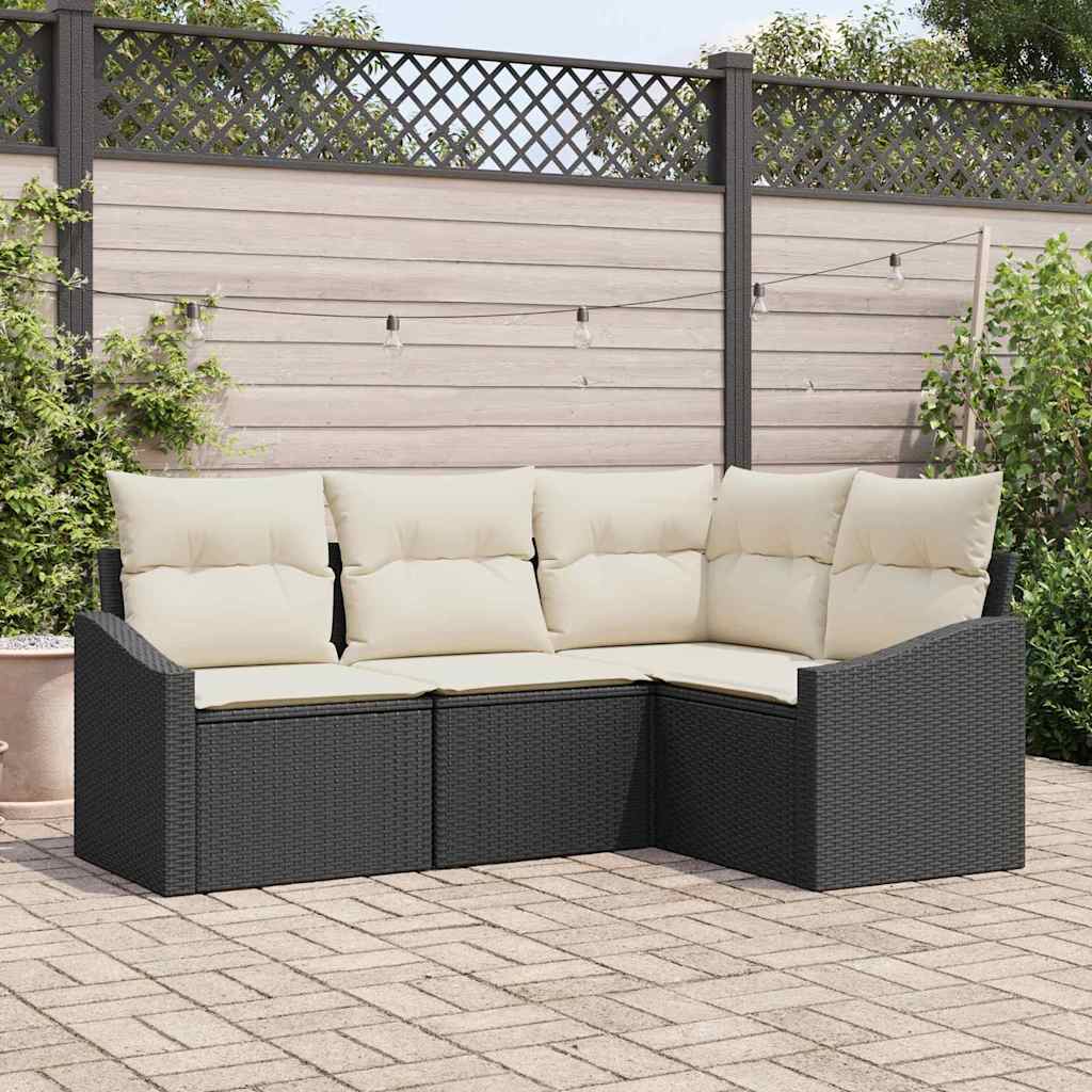 Zestaw Sof z poduszką 4 pcs Czarny polirattan vidaXL