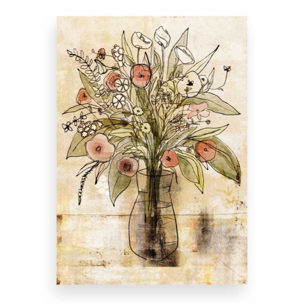 Toile Fleurs dessinées / 100x140cm / Fabriqué en France / DADA ART - 3