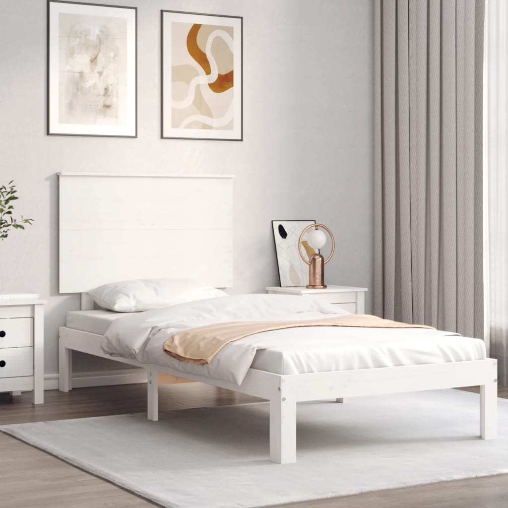 Rama łóżka bez materaca, biała, 100x200 cm, lite drewno sosnowe