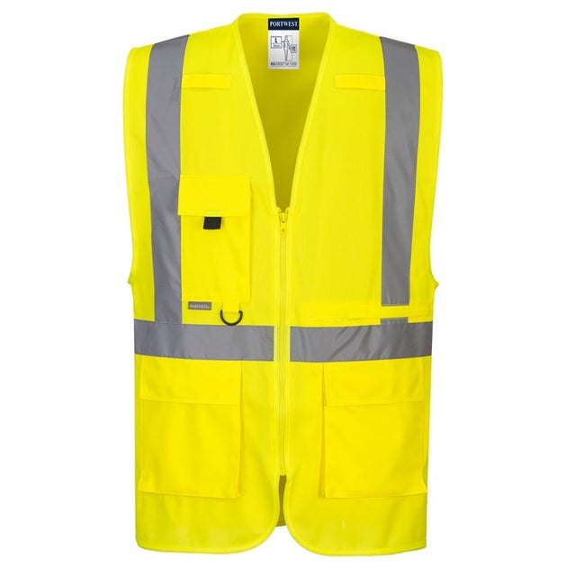 Portwest - Gilet de sécurité sans manches Executive avec poche pour tablette haute visibilité classe 2 - Orange - L