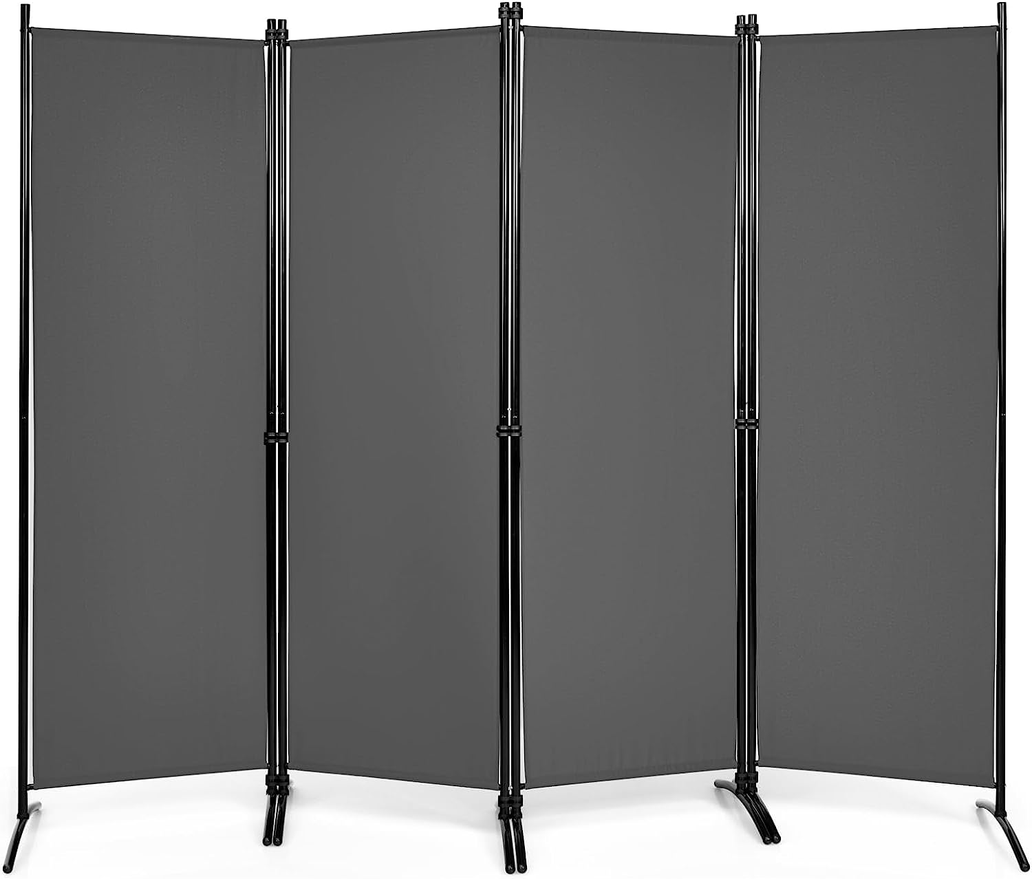 Biombo divisor de 4 paneles, divisor de habitaciones de hierro plegable, biombos decorativos de fibra portátil, separador ambientes independiente para