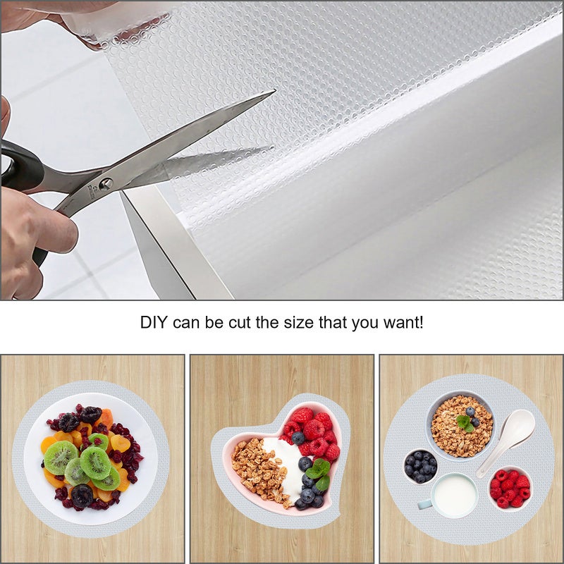 3x Tapis Fond de Tiroir Antiderapant Non-adhésif EVA Transparent Tapis Plastique Protection Pour Frigo Cuisine - Blanc - 45x500cm - 7