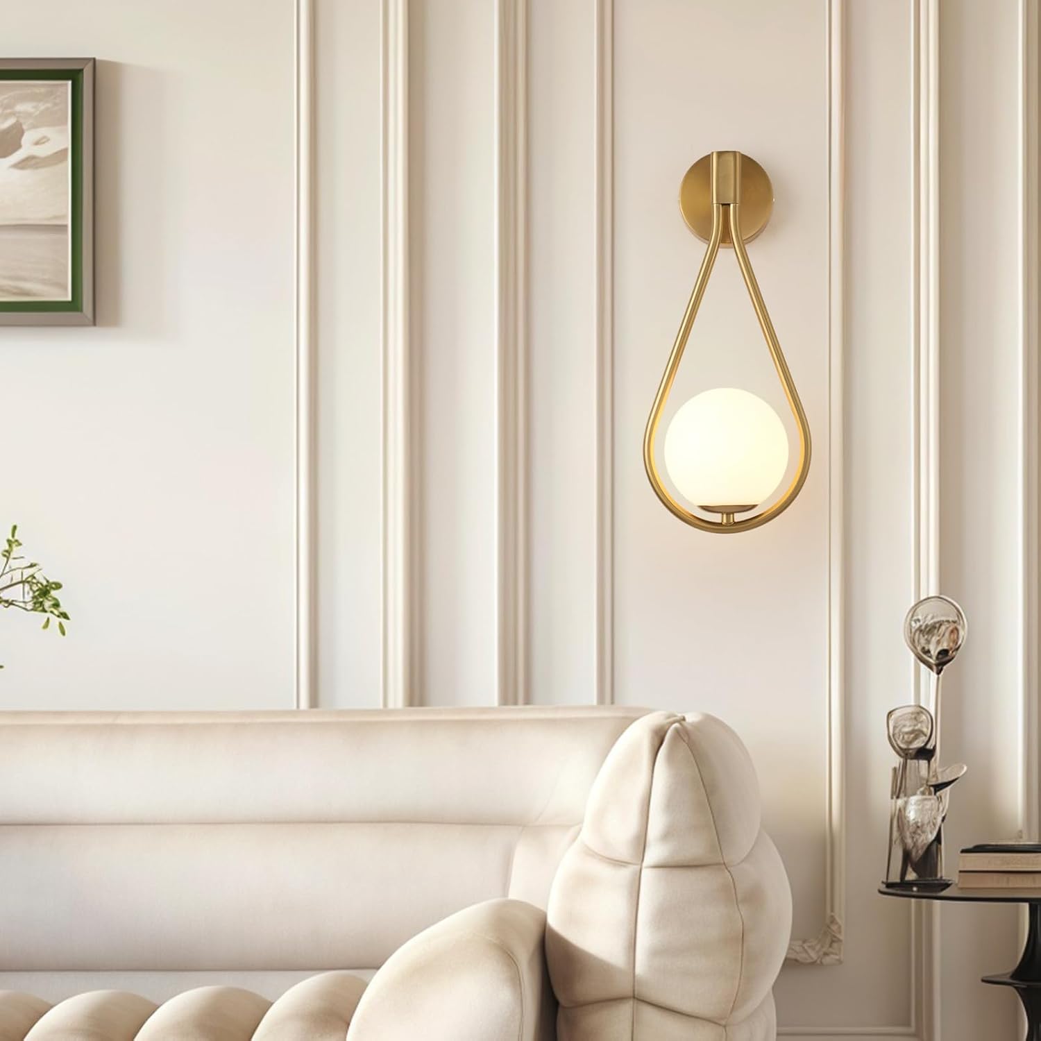 Kinkiet wewnętrzny, kinkiet z kutego żelaza, 5W, kinkiet w kształcie łzy, odpowiedni do salonu i sypialni (złoty).