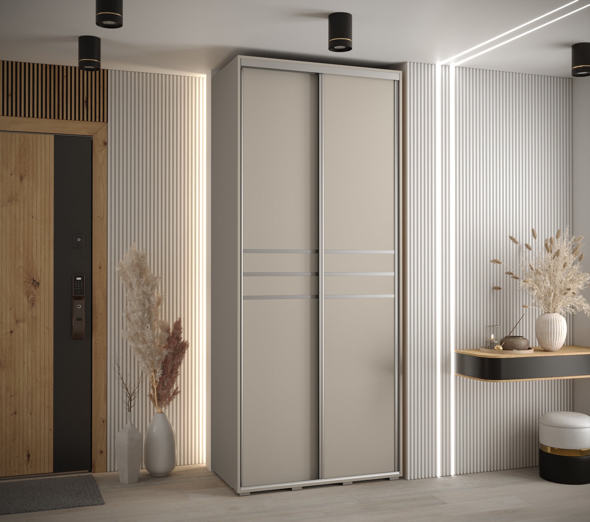 Szafa przesuwna wysoka Dakota 10 120 x 45 x 235,2 cm kaszmir + u. Srebrny - Abiks Meble - 2