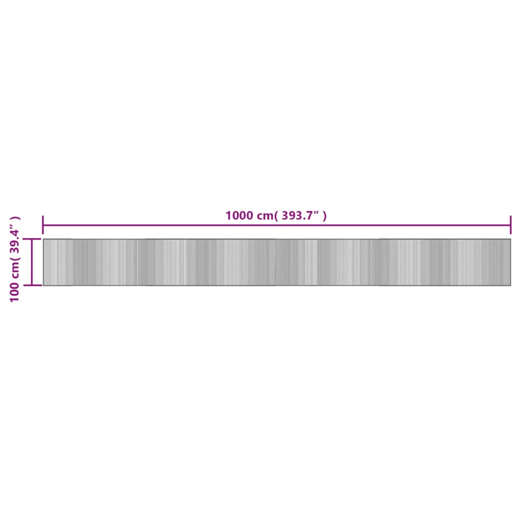 Tapis rectangulaire marron foncé 100x1000 bambou - 8