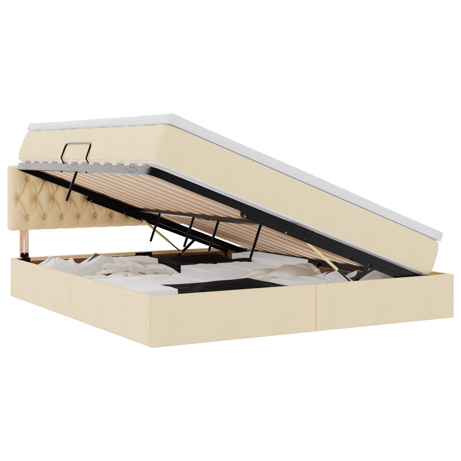 Lit avec rangement et matelas crème 180 x 200 cm velours - 2