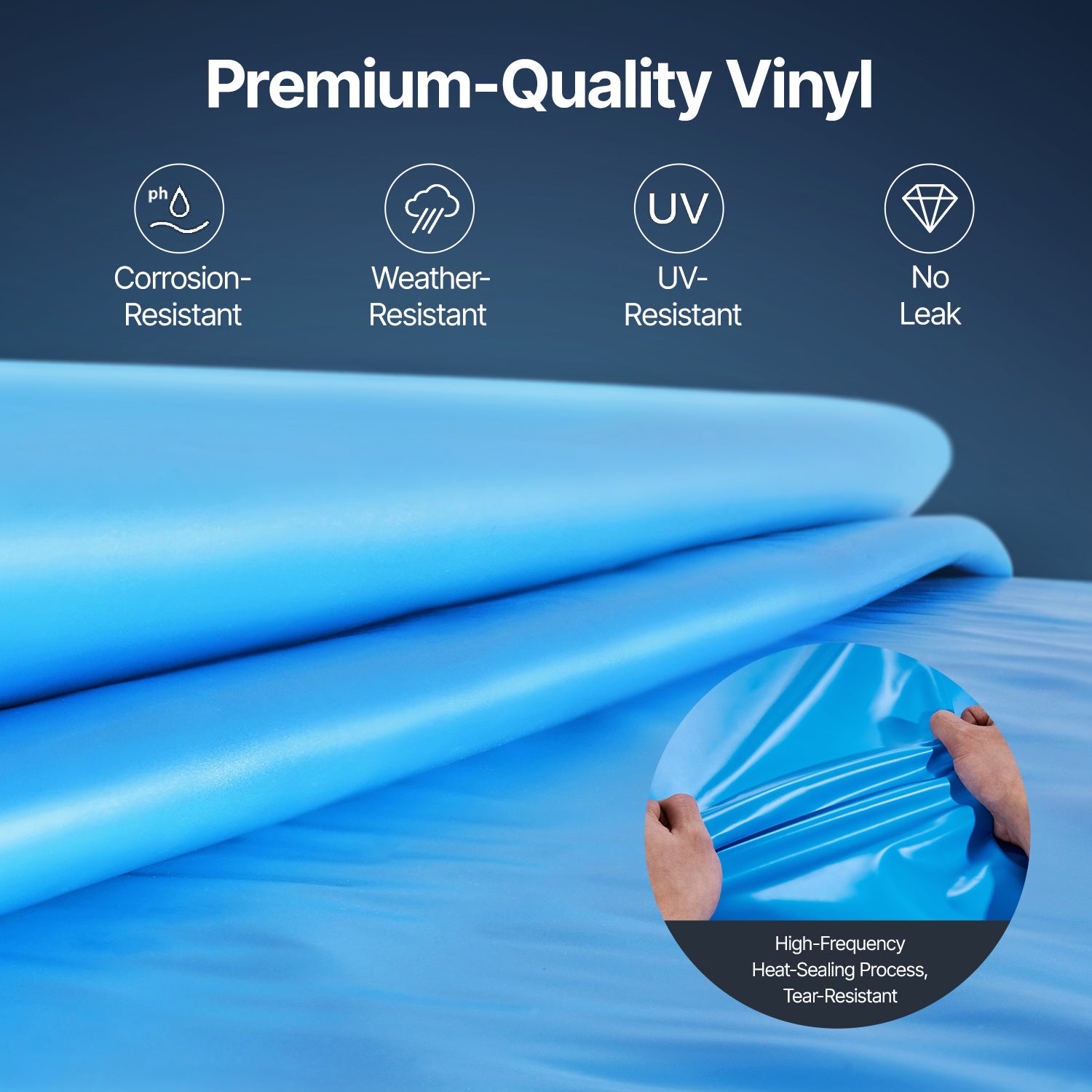 Revêtement piscine rond,SucceBuy 350x120 cm,revêtement vinyle de calibre standard,adapté aux piscines hors sol de 120 cm de hauteur,couleur unie - 7