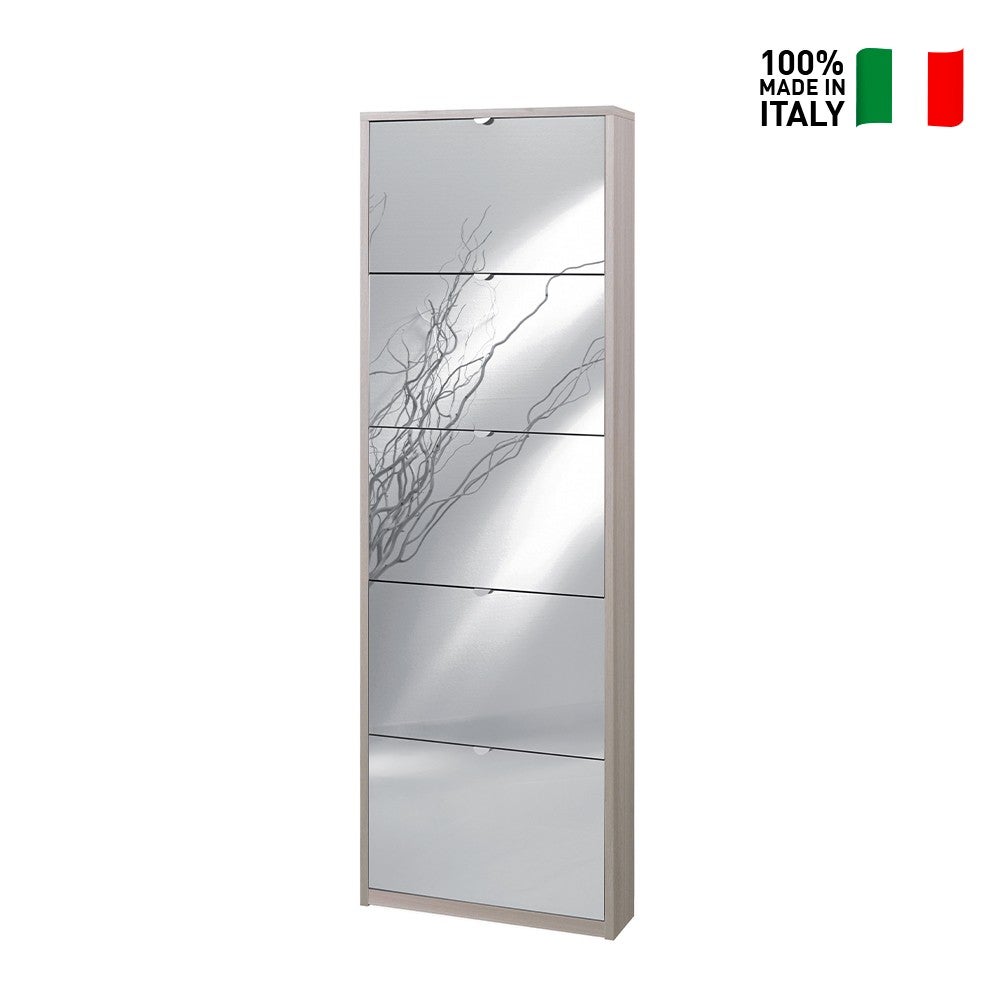 Armoire à chaussures 5 portes avec miroir design moderne 12 paires de chaussures Darcy - 7