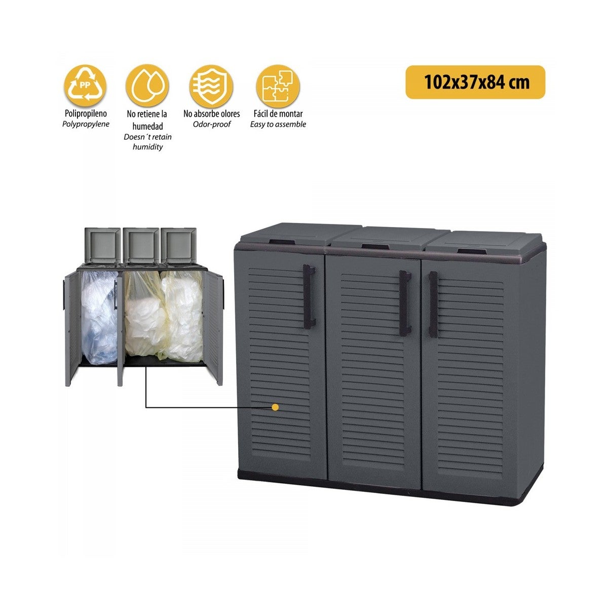 Armadio da Esterno Contenitore Raccolta Differenziata Antipioggia PP - 4