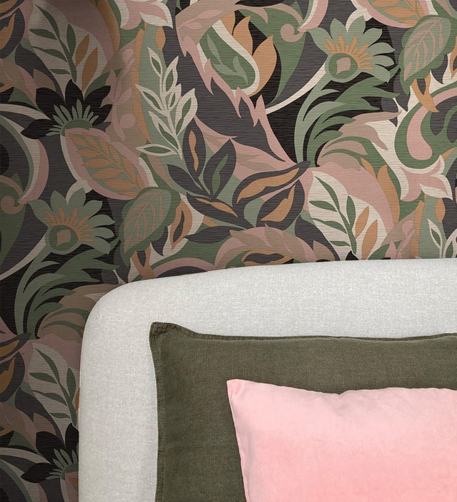 Papier peint feuilles tropicales abstraites style Art Nouveau - Borneo Exotic 682845 de GAULAN - Rouleaux de 10 m x 0,53 m