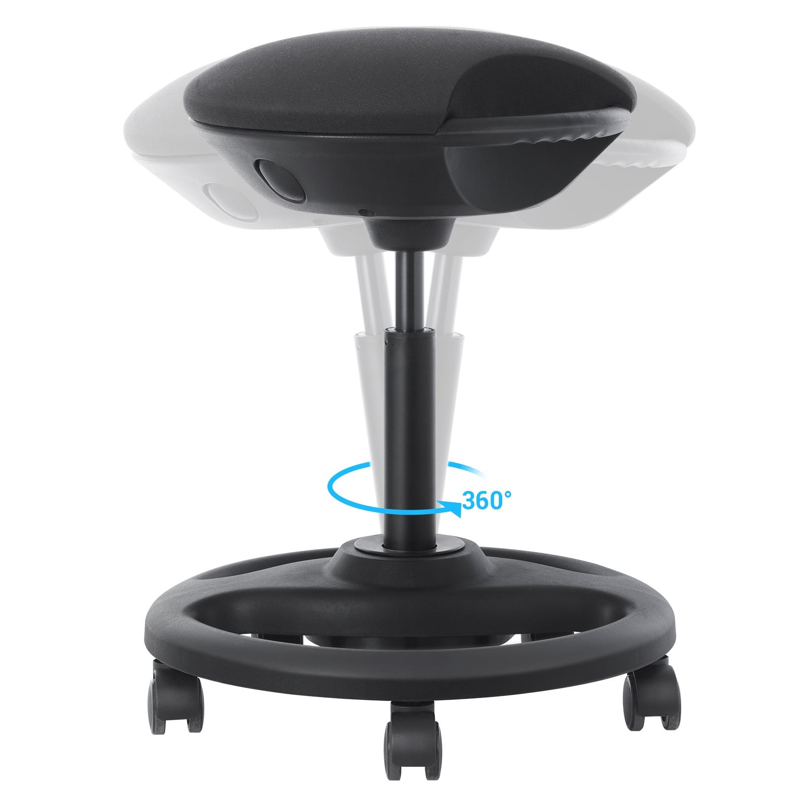 Tabouret De Bureau Ergonomique HOMCOM - Hauteur Réglable 68,5-83,5 Cm - Pivotant 360° - Assise Selle