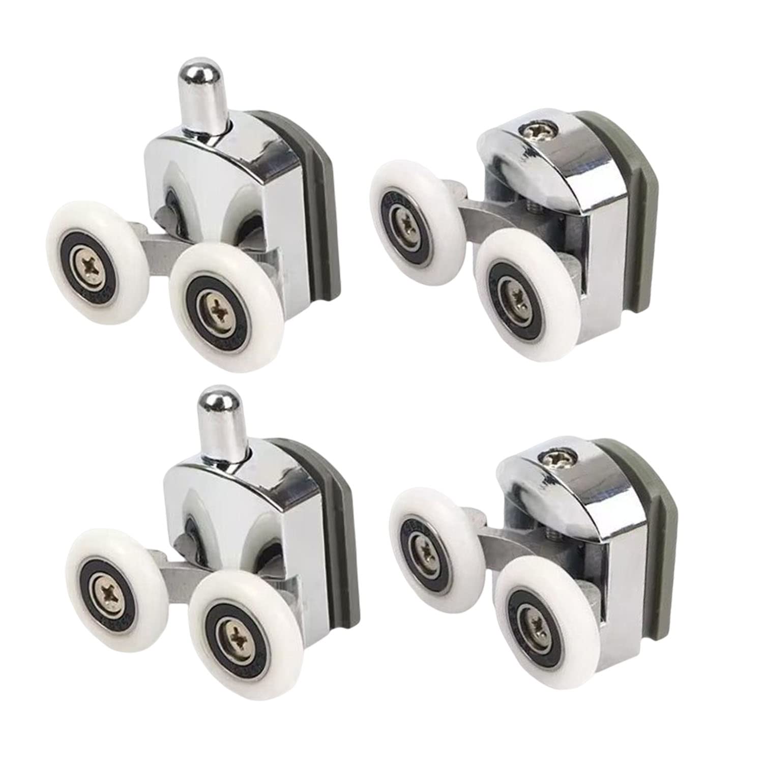 Rolki do kabiny prysznicowej z podwójnymi drzwiami przesuwnymi, 4 sztuki (2 górne + 2 dolne) (23 mm - 2 na górze + 2 na dole)
