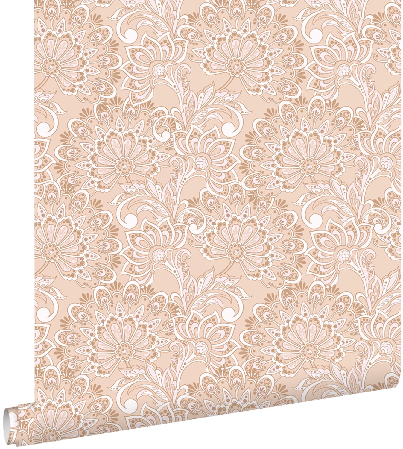 Tapeta zabytkowe kwiaty beżowym - 50 x 900 cm - ESTAHOME