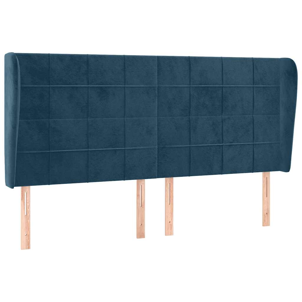 Cabecero con orejas de terciopelo azul oscuro 203x23x118/128 cm vidaXL - 2
