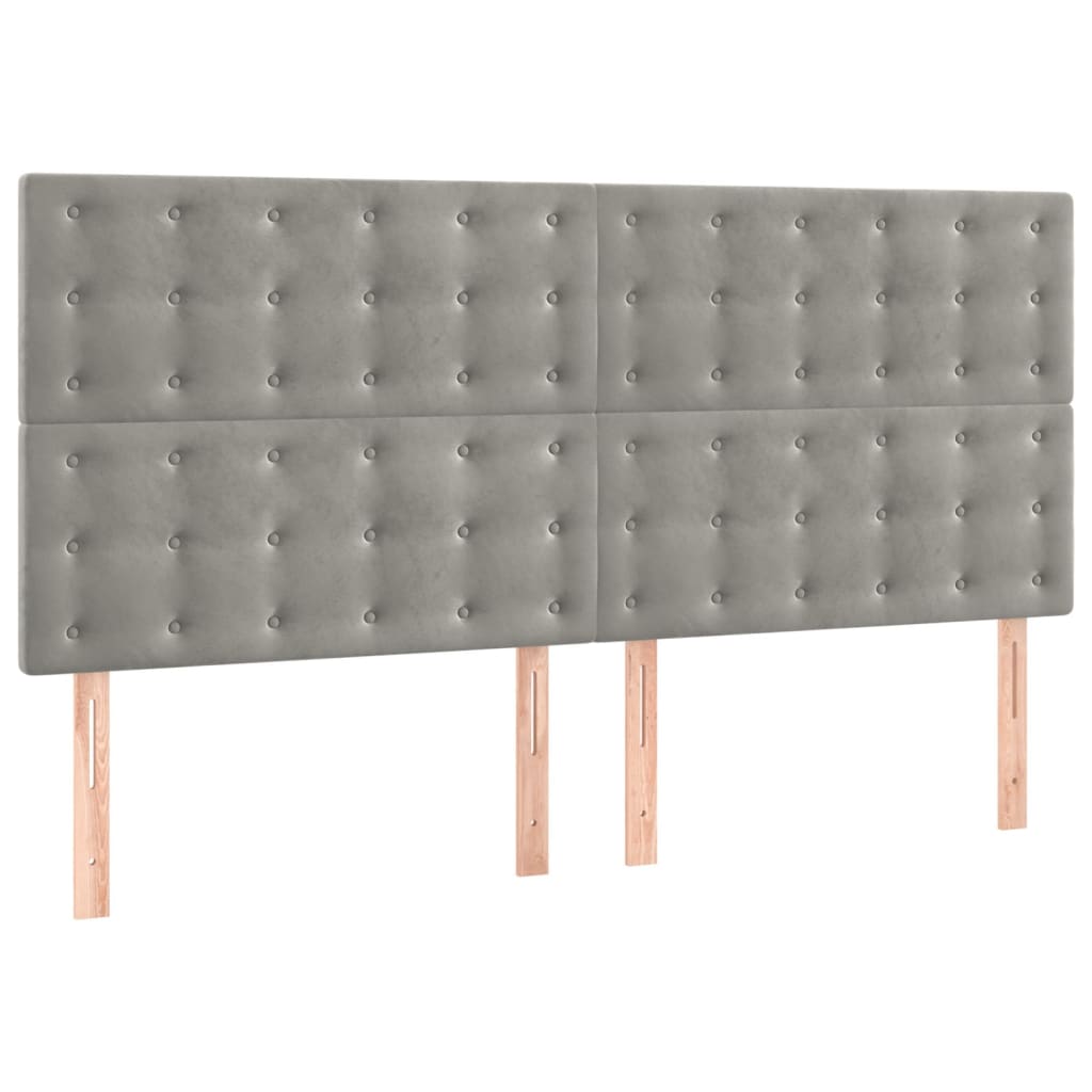 Cadre de lit sans matelas en velours gris clair pour la chambre, 200 × 200 cm - 8