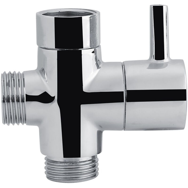 Jeffergarden Deviatore a 3 vie a forma di T Valvola di intercettazione Doccia WC Bidet Spruzzatore Adattatore acqua Colore cromato - 2