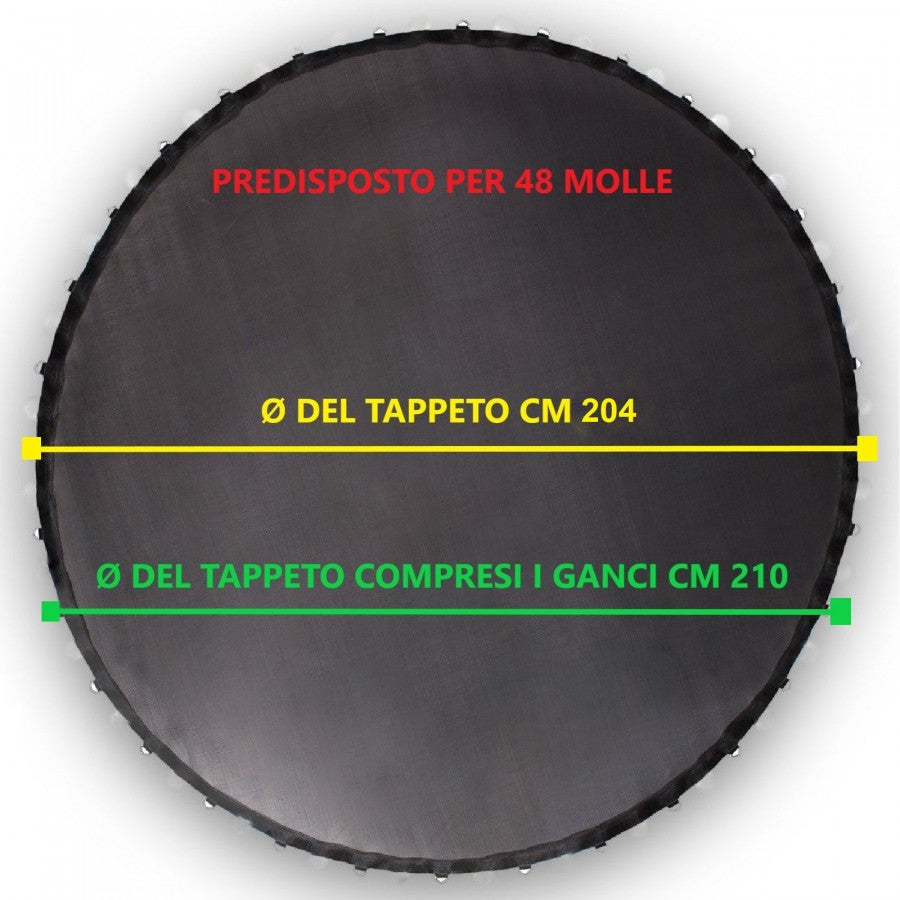 Tappeto Telo Per Trampolino Rotondo 430 Cm – 80 Occhielli Per Molle Da 13,5 Cm – Ricambio Resistente UV