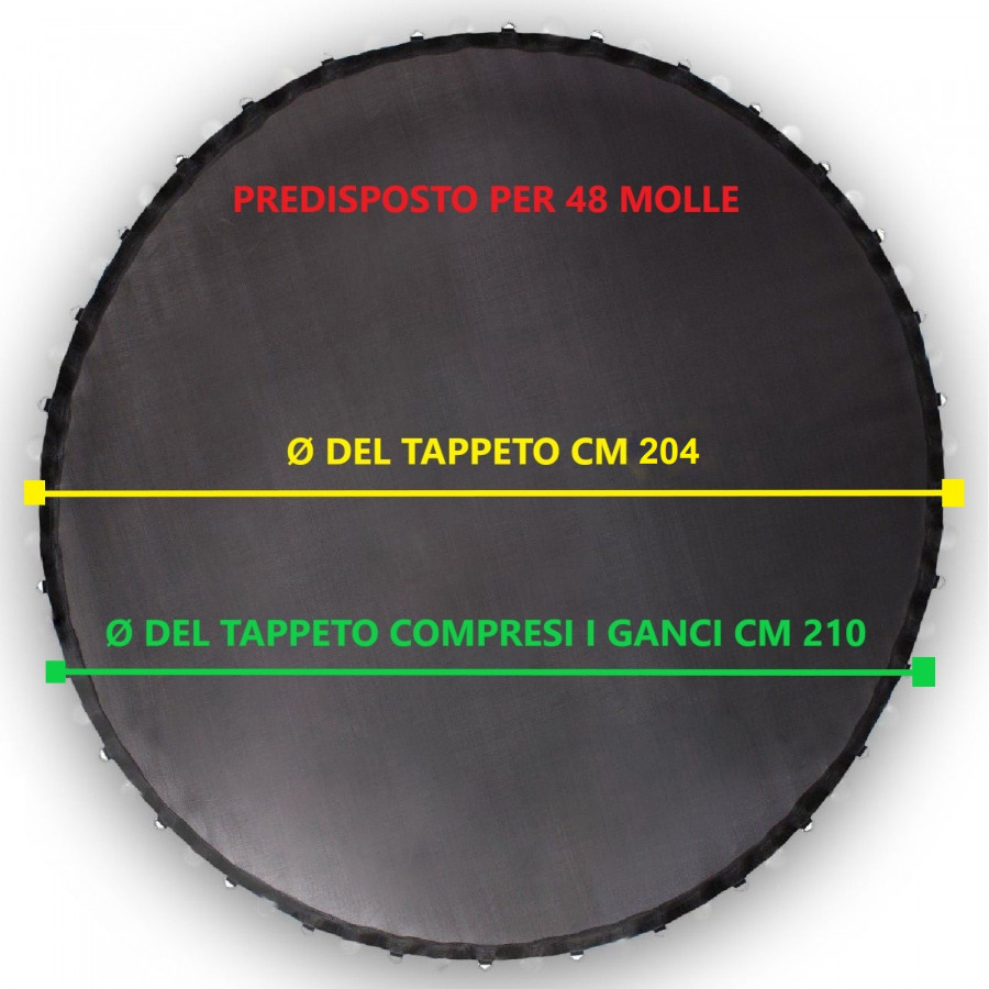 Tappeto Telo Per Trampolino Rotondo 430 Cm – 80 Occhielli Per Molle Da 13,5 Cm – Ricambio Resistente UV