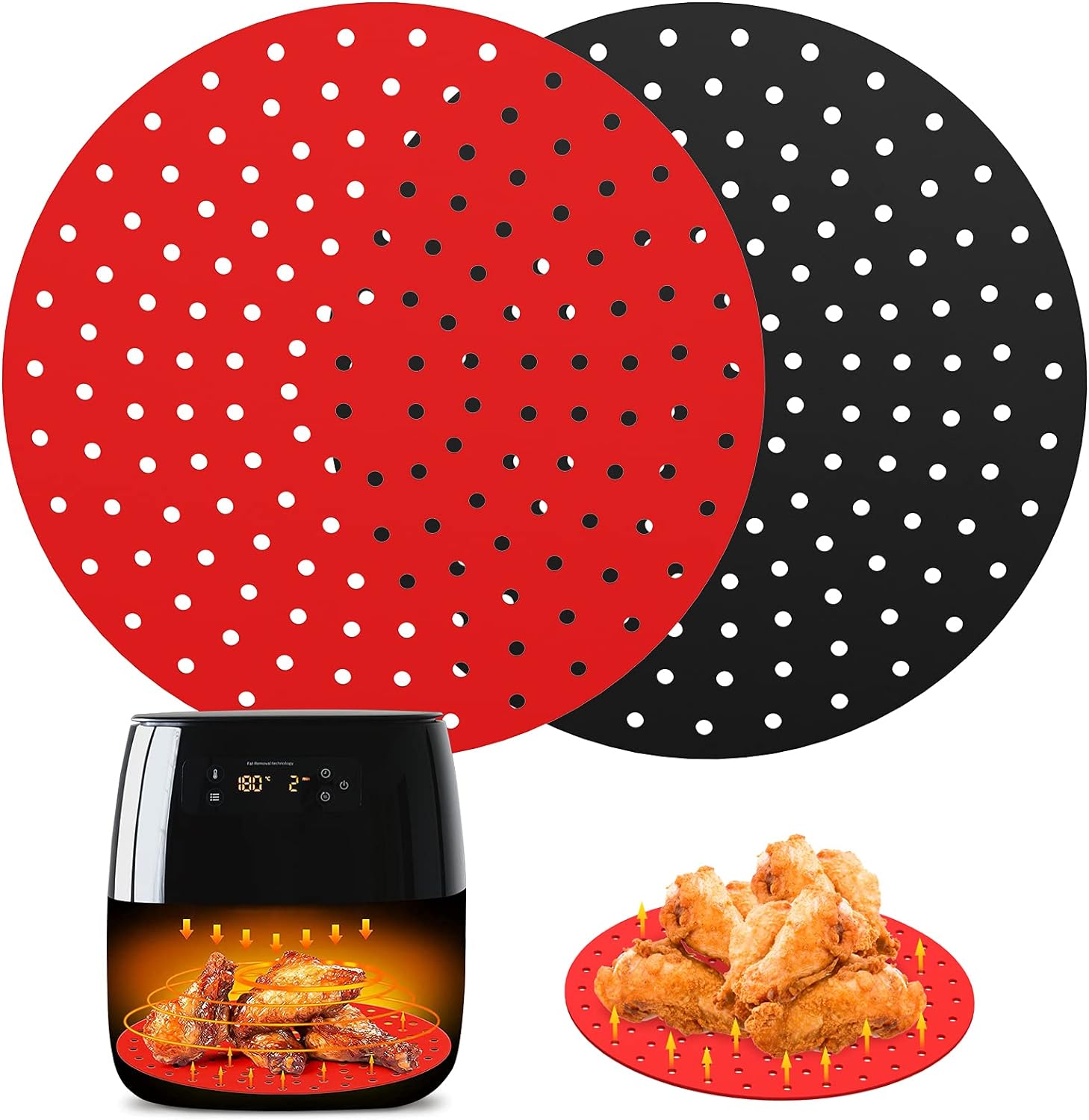 do frytkownicy beztłuszczowej o średnicy cm wielokrotnego użytku sztuki kwadratowe silikonowe antypoślizgowe nieprzywierające koszyka czarne czerwone