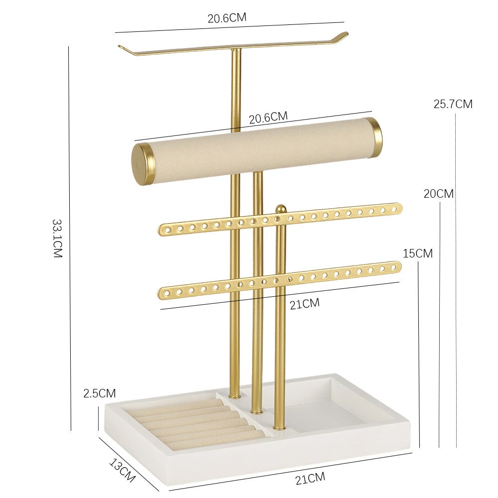 Présentoir bijoux 4 niveaux cascade doré - Organisation et vitrine pour colliers et bagues - 6