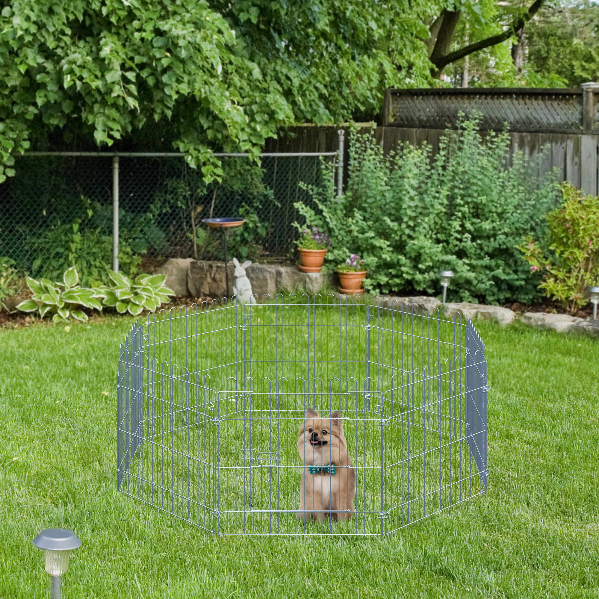 Parque para cachorros de perros Pawhut plata 63x60 cm acero - 2