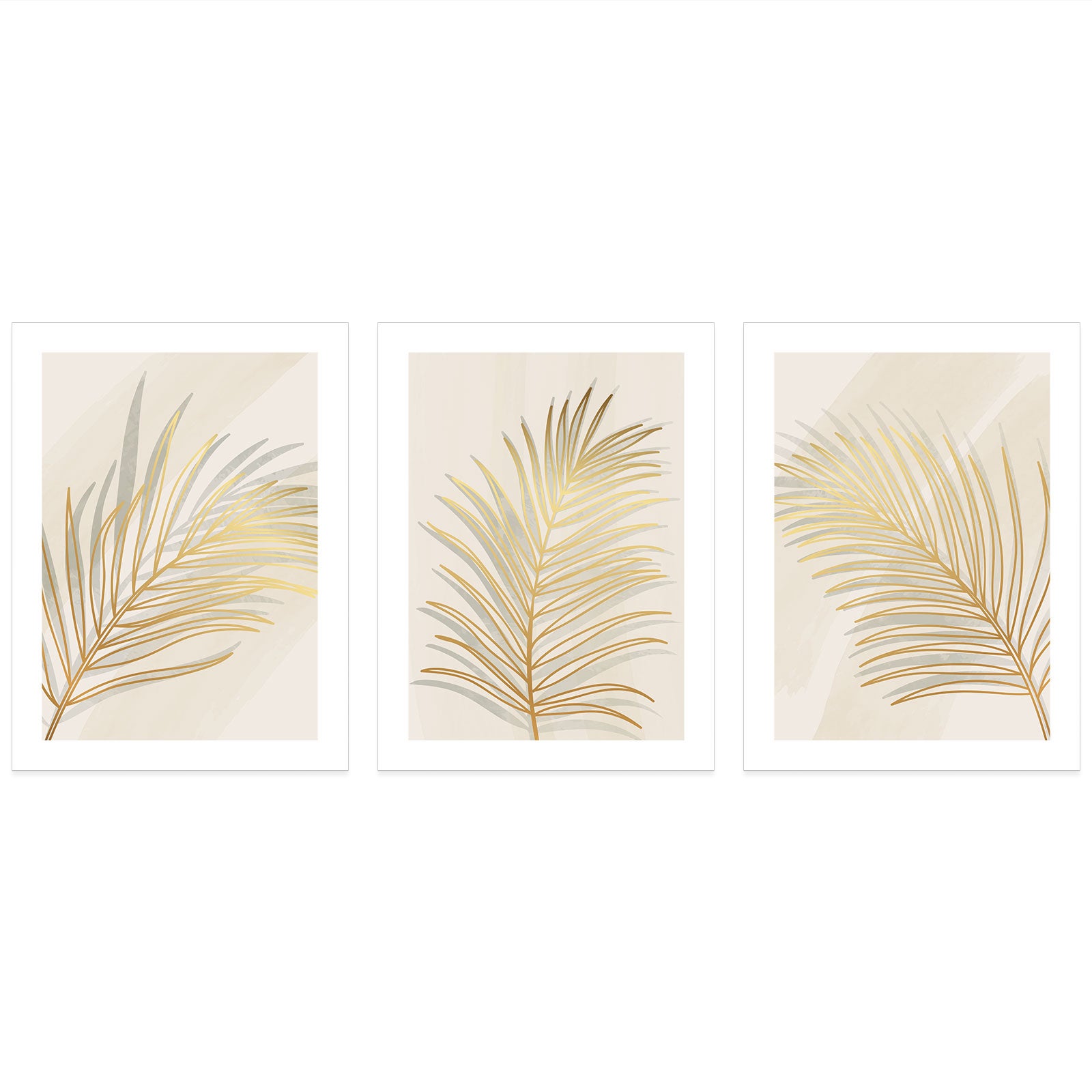 Lot de 3 Affiches / Posters Triptyque - Feuilles 3617689994093 - Bordure noire - 3 Affiches - 21x29,7 cm (Cadres non fournis) - 3