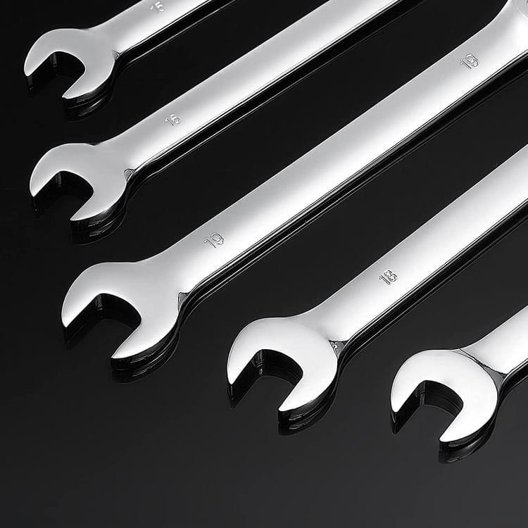 12 Pcs Jeu de Clé Mixte à Cliquet, Clé Plate à Cliquet, Clés Mixtes 8-19 mm avec Boîte à Outils, Clé à Cliquet en Chrome Vanadium, 72 Dents - 2