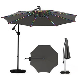3M Ombrellone da patio solare con 96 luci LED e 9 modalità, Parasole da mercato pesante per giardino e spiaggia 3 Colori