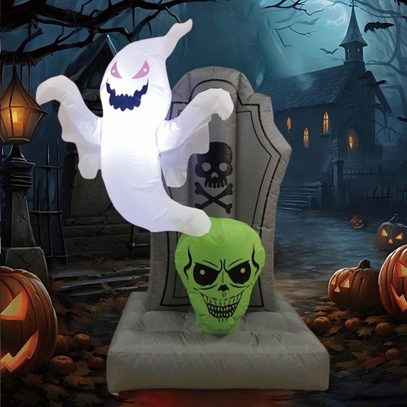 Arco Gonfiabile Di Halloween Pre-illuminata, Decorazione Con Fantasmi Infestati Ragni Ventilatore Impermeabile