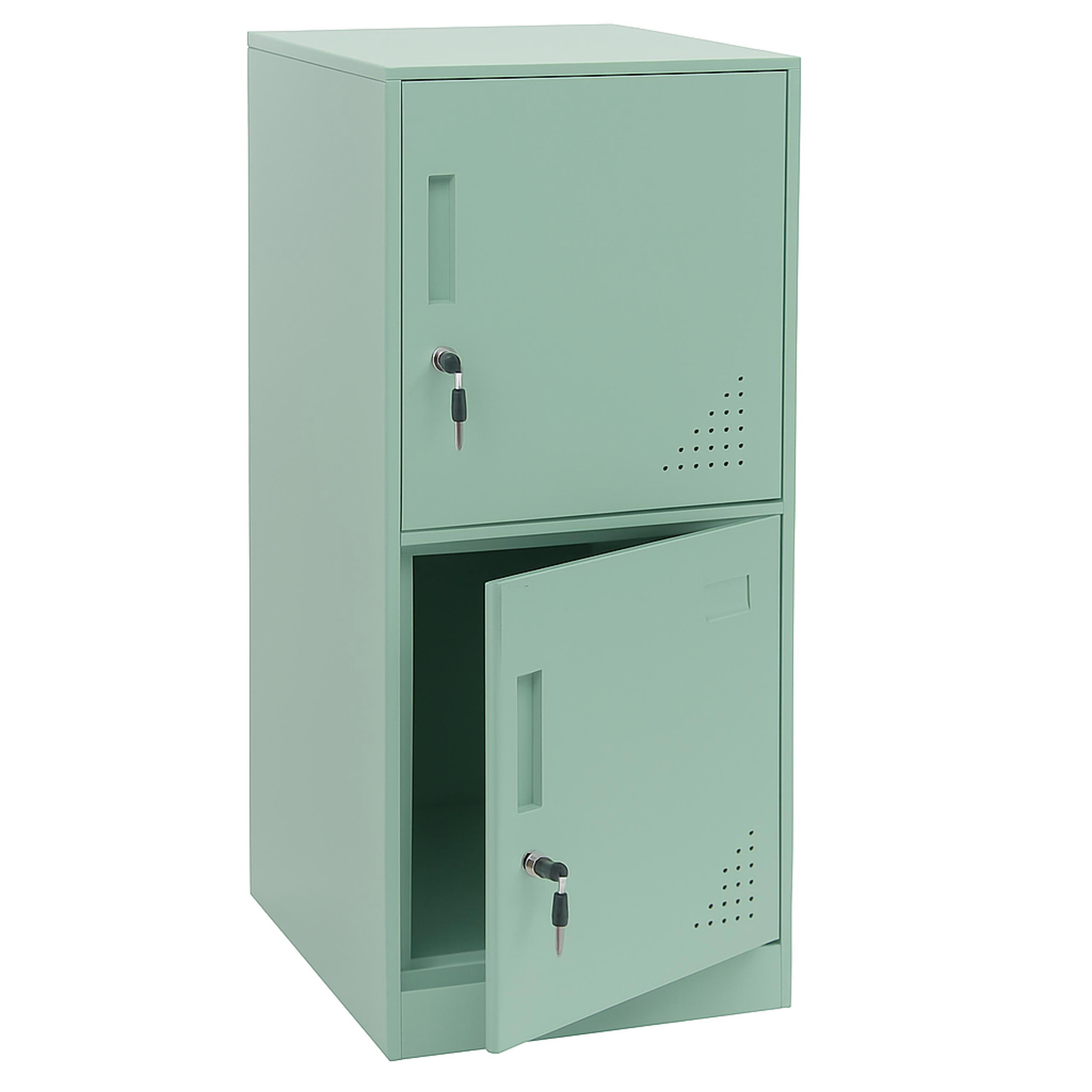 Szafka HWC-P63, szafka z zamkiem, szafka na wartościowe przedmioty, szafka z 2 drzwiami, 90 x 38 x 45 cm, stal ~ miętowo-zielona