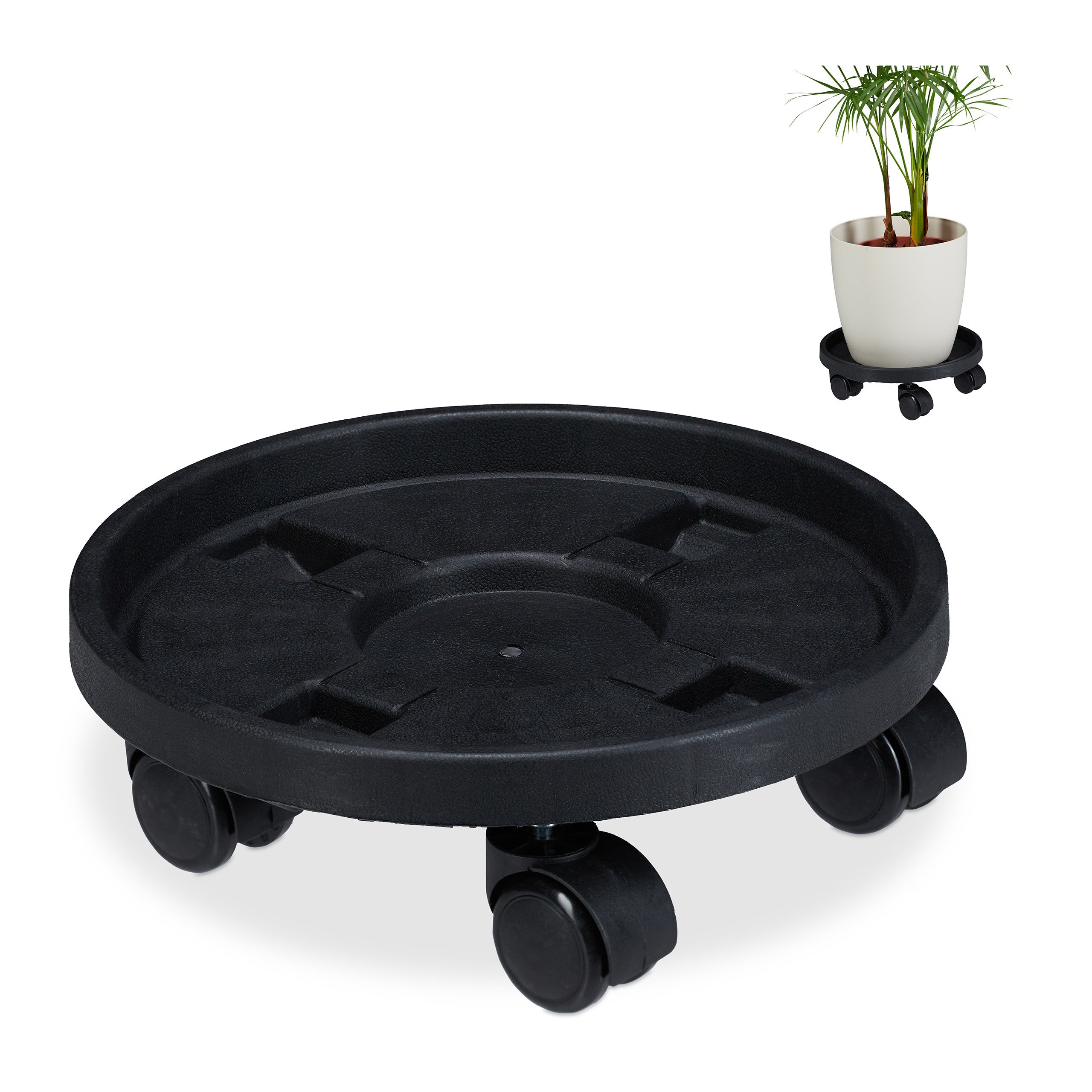 Carrello Porta Vasi con Ruote Nascoste, Carrello Porta Vasi Pesanti Fiori, Carrello Porta Vasi Rotondo Plastica, Plant Piattini con Stoccaggio