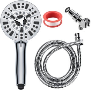 Soffione Doccia Portatile Ad Alta Pressione In Acciaio Inox 304: Doccia A Pioggia Rettangolare Con Ugelli In Silicone Autopulenti, Cromato - 4