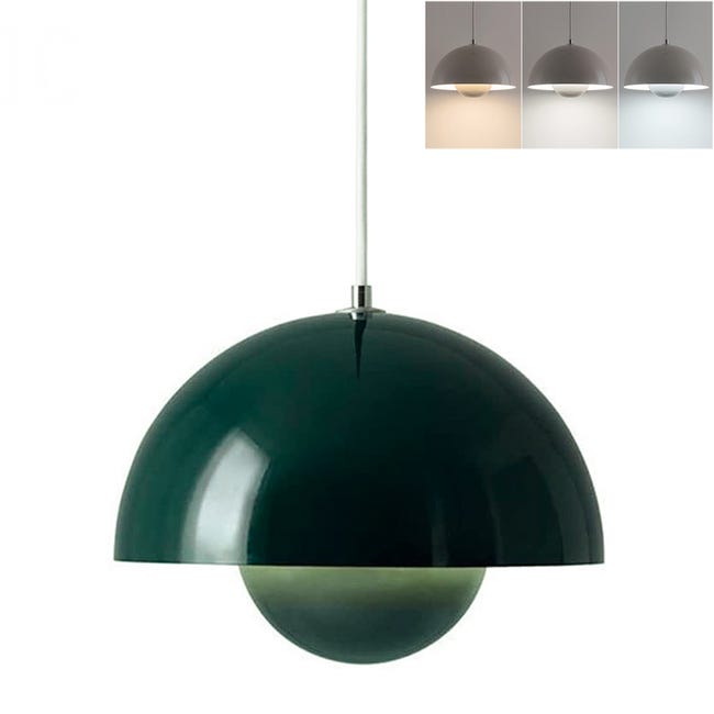 Lustre, nowoczesna lampa wisząca, plafon z żarówką, oświetlenie dekoracyjne do wnętrz, 3 temperatury barwowe, 23 cm (zielony)