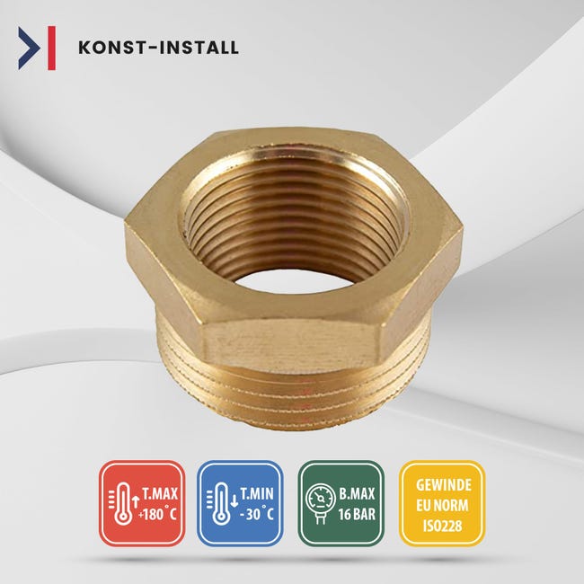 Riduttore con Filettatura Maschio da 1 e Filettatura Femmina da 3/4 con Flangia Esagonale in Ottone per Tubo 3/4 - MONTERAL Riduttore con Filettatura Maschio da 1 e Filettatura Femmina da 3/4 con Flangia Esagonale in Ottone per Tubo 3/4 - MONTERAL
