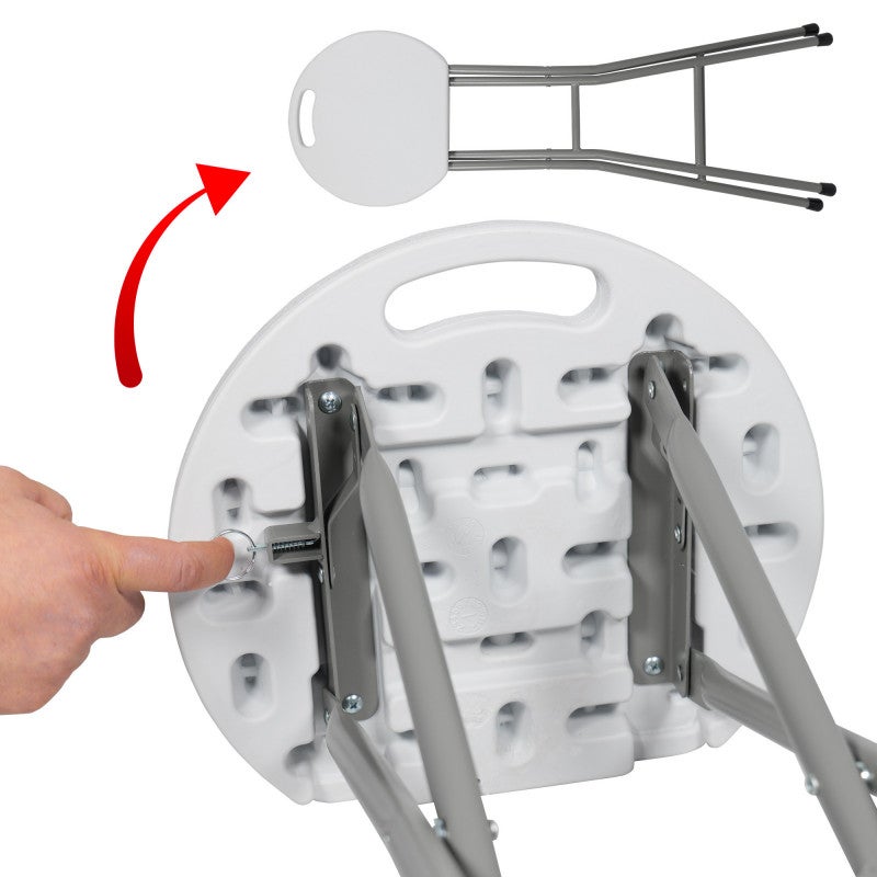 Tabourets haut pliant X2 - Hauteur 80cm - Tabouret de bar pliant - Tabouret mange debout - Siège résine Structure Acier - Blanc - 4